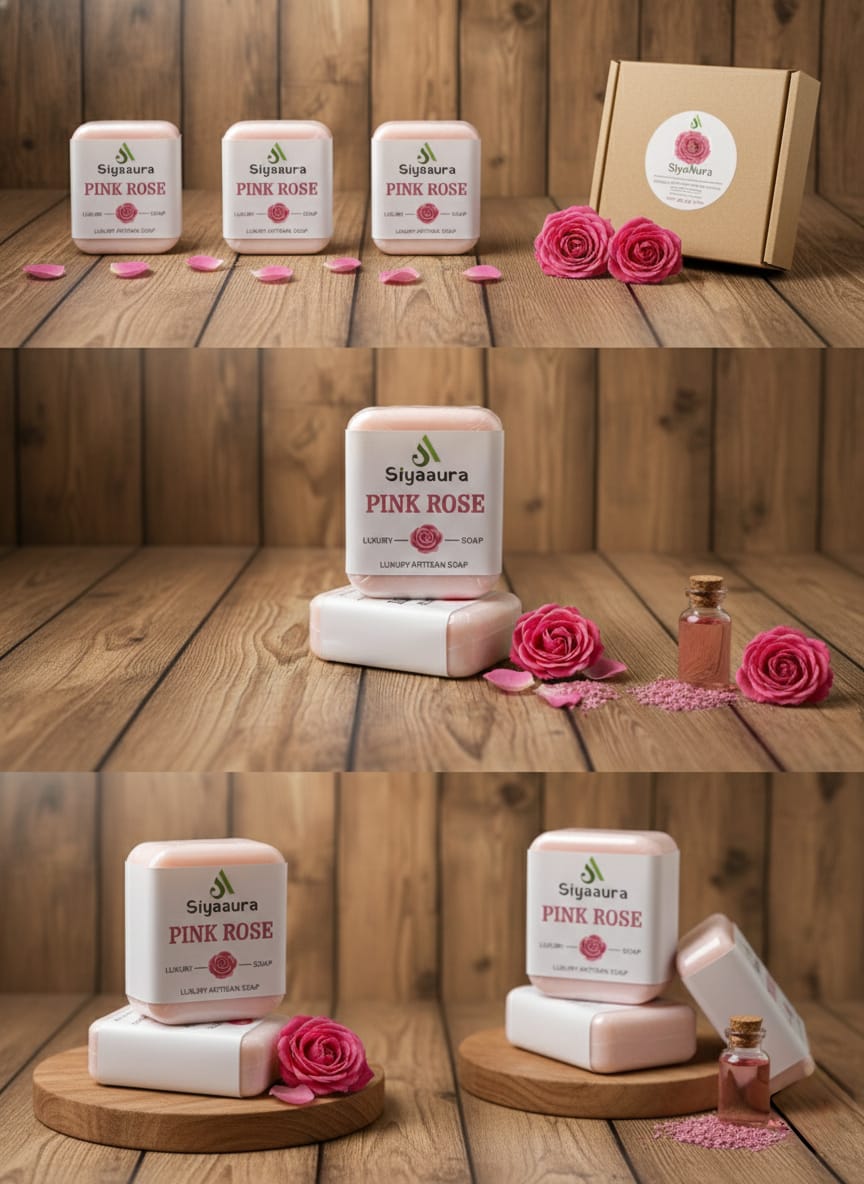 Siyaaura Pink Rose Luxury Artisan Soap – Handmade Moisturizing Bathing Bar (100g)