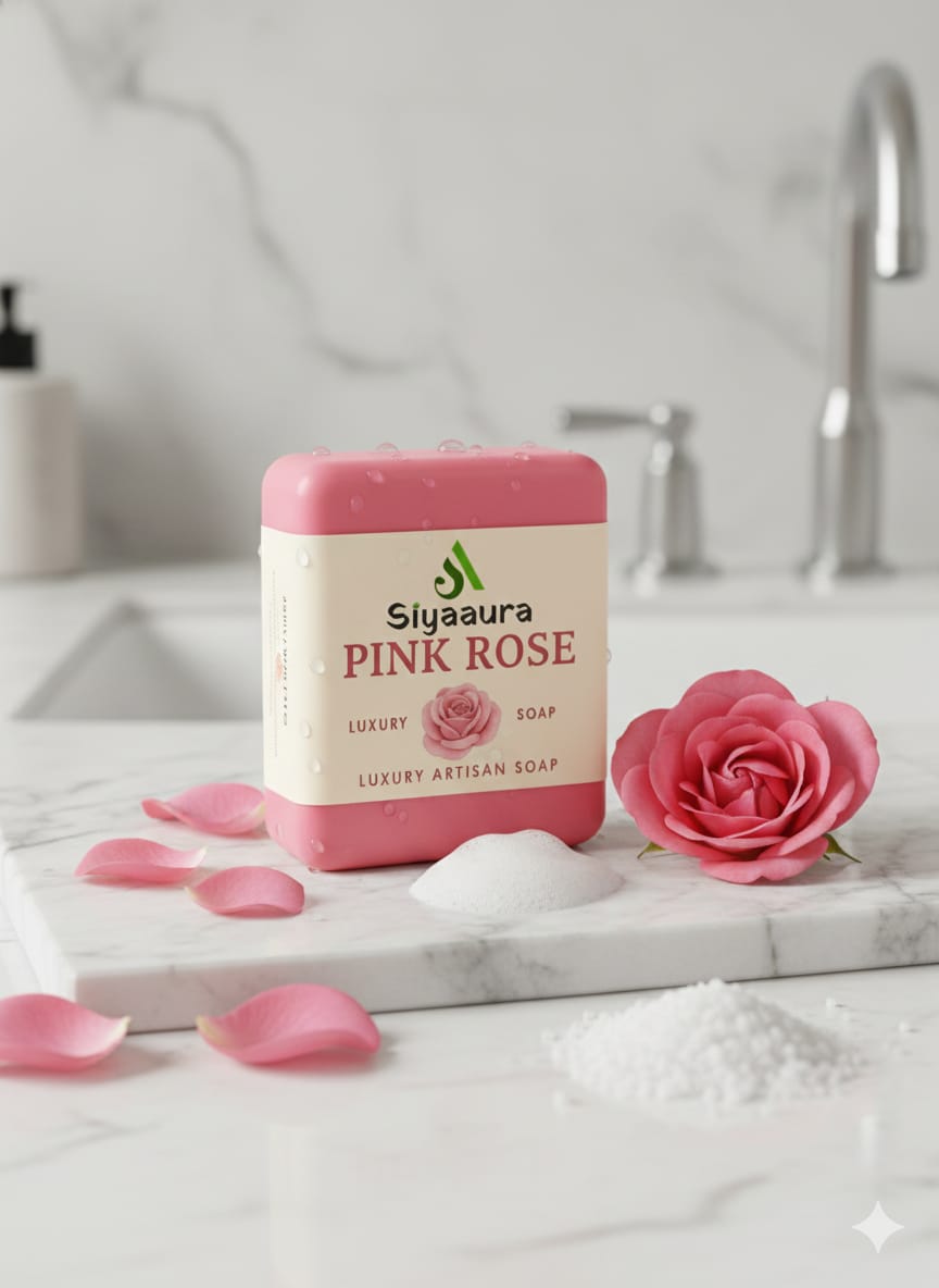 Siyaaura Pink Rose Luxury Artisan Soap – Handmade Moisturizing Bathing Bar (100g)