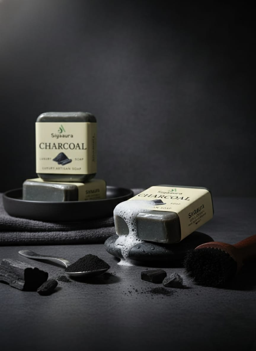 Siyaaura Charcoal Luxury Artisan Soap – Deep Detox & Purifying Bath Bar (100g)